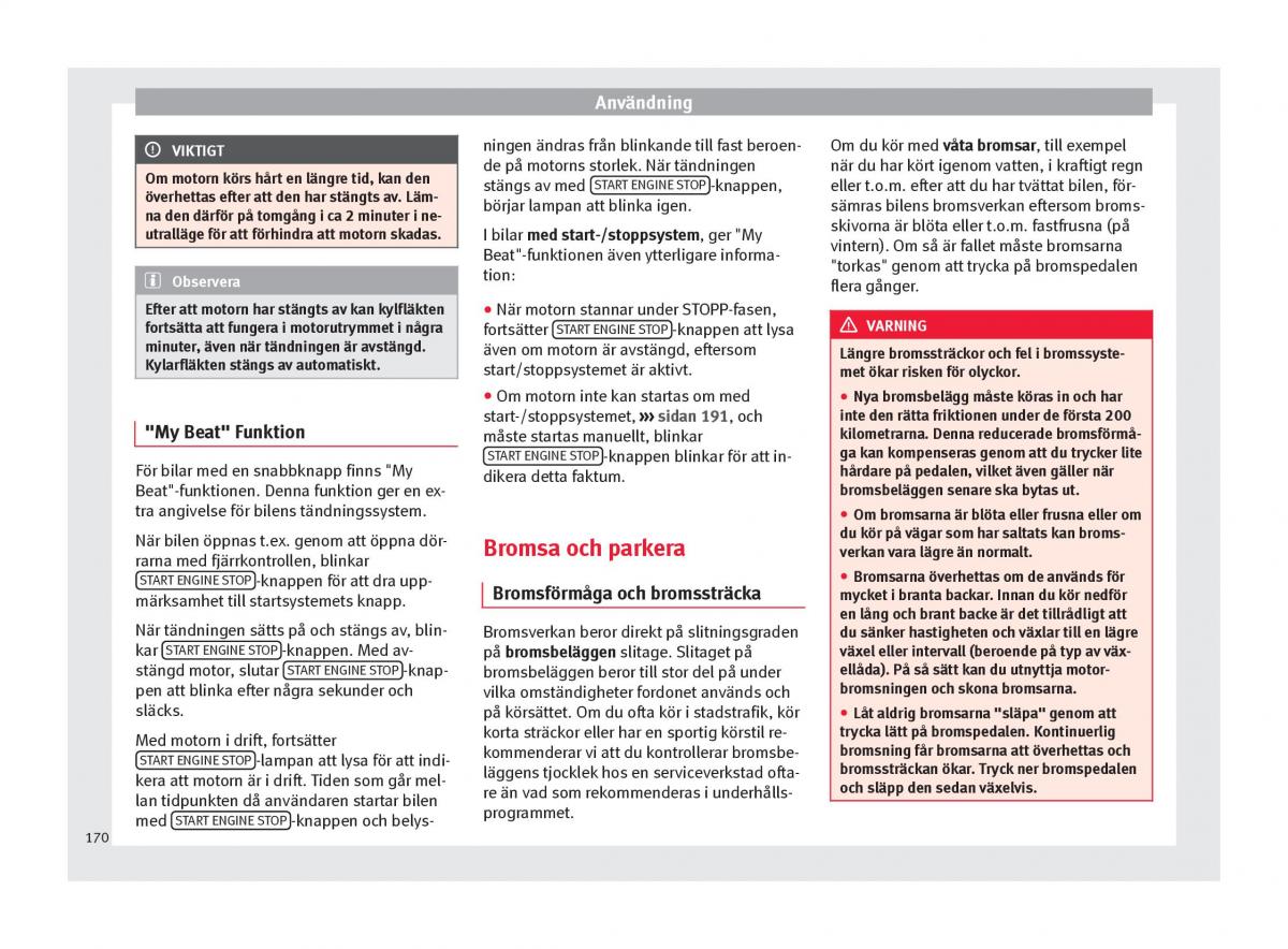 Seat Arona instruktionsbok / page 172