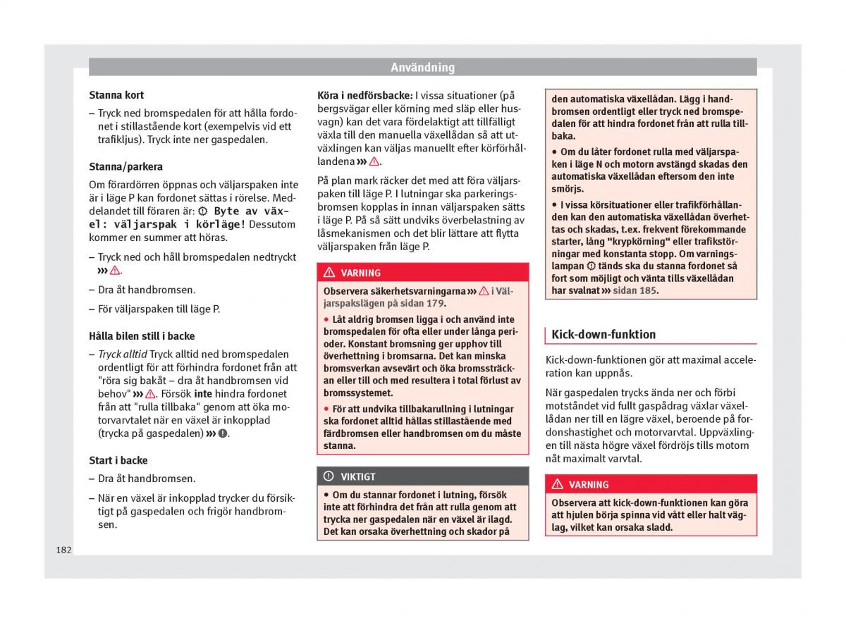 Seat Arona instruktionsbok / page 184