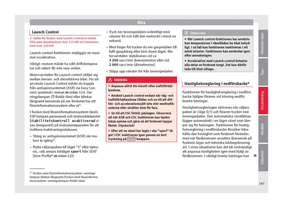 Seat Arona instruktionsbok / page 185