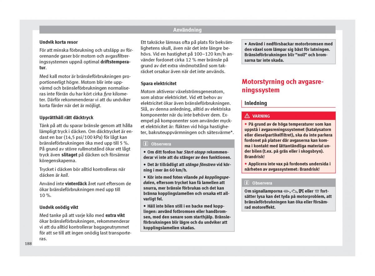 Seat Arona instruktionsbok / page 190