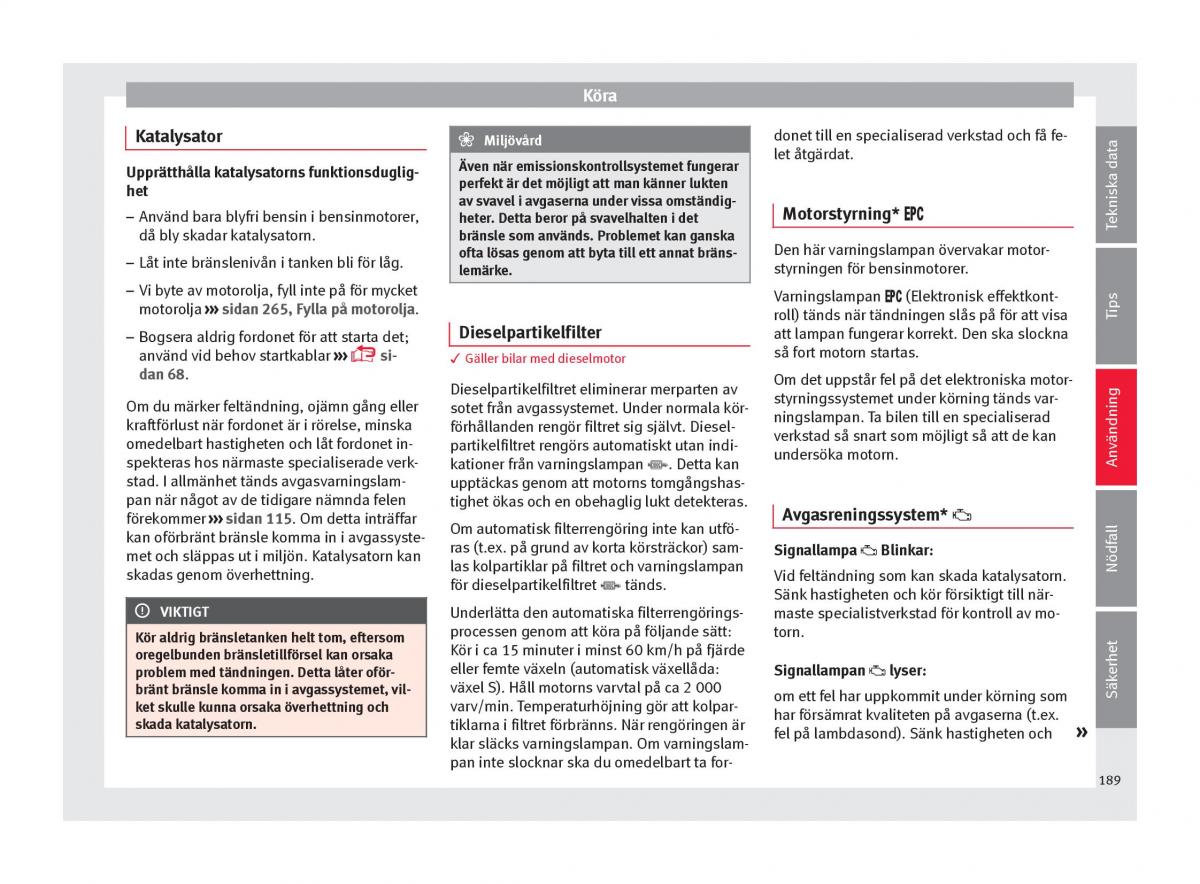 Seat Arona instruktionsbok / page 191