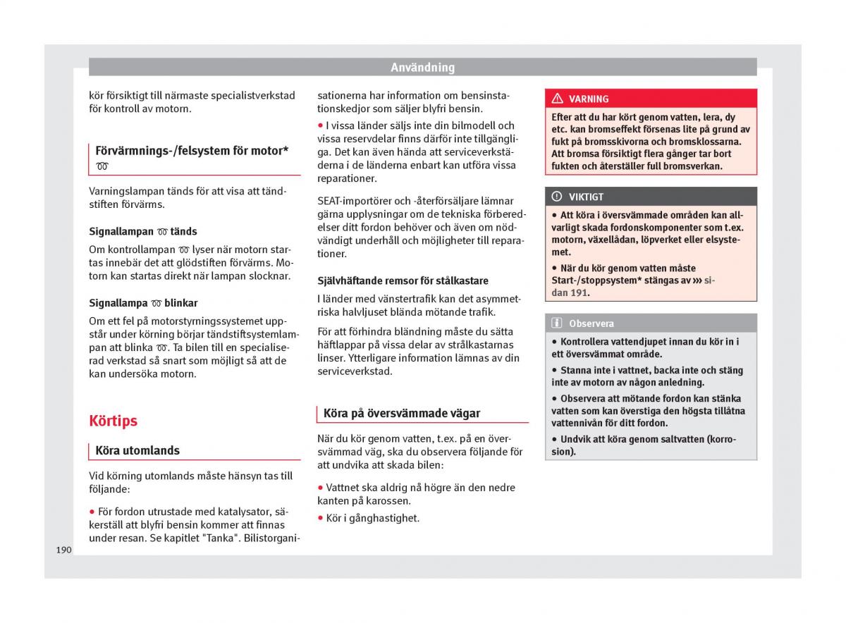 Seat Arona instruktionsbok / page 192