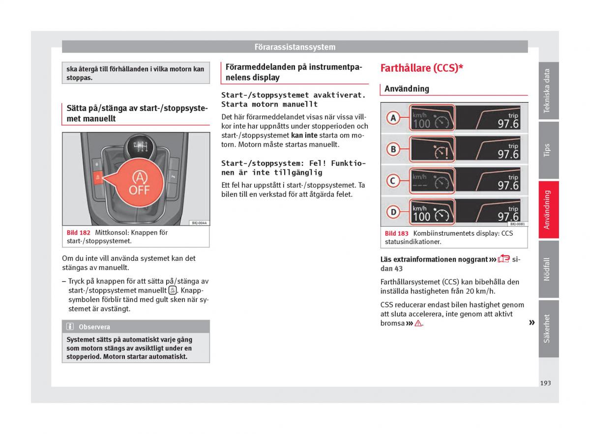 Seat Arona instruktionsbok / page 195