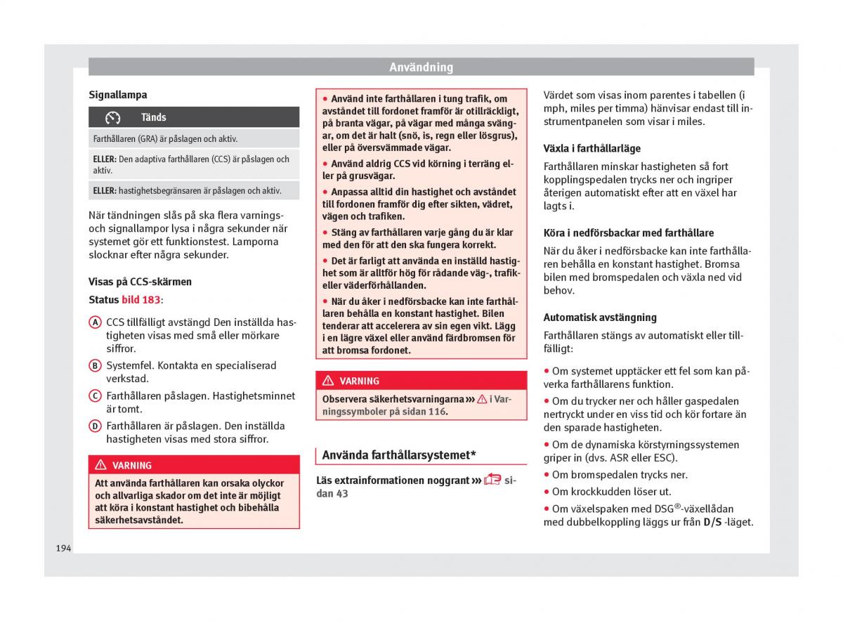 Seat Arona instruktionsbok / page 196