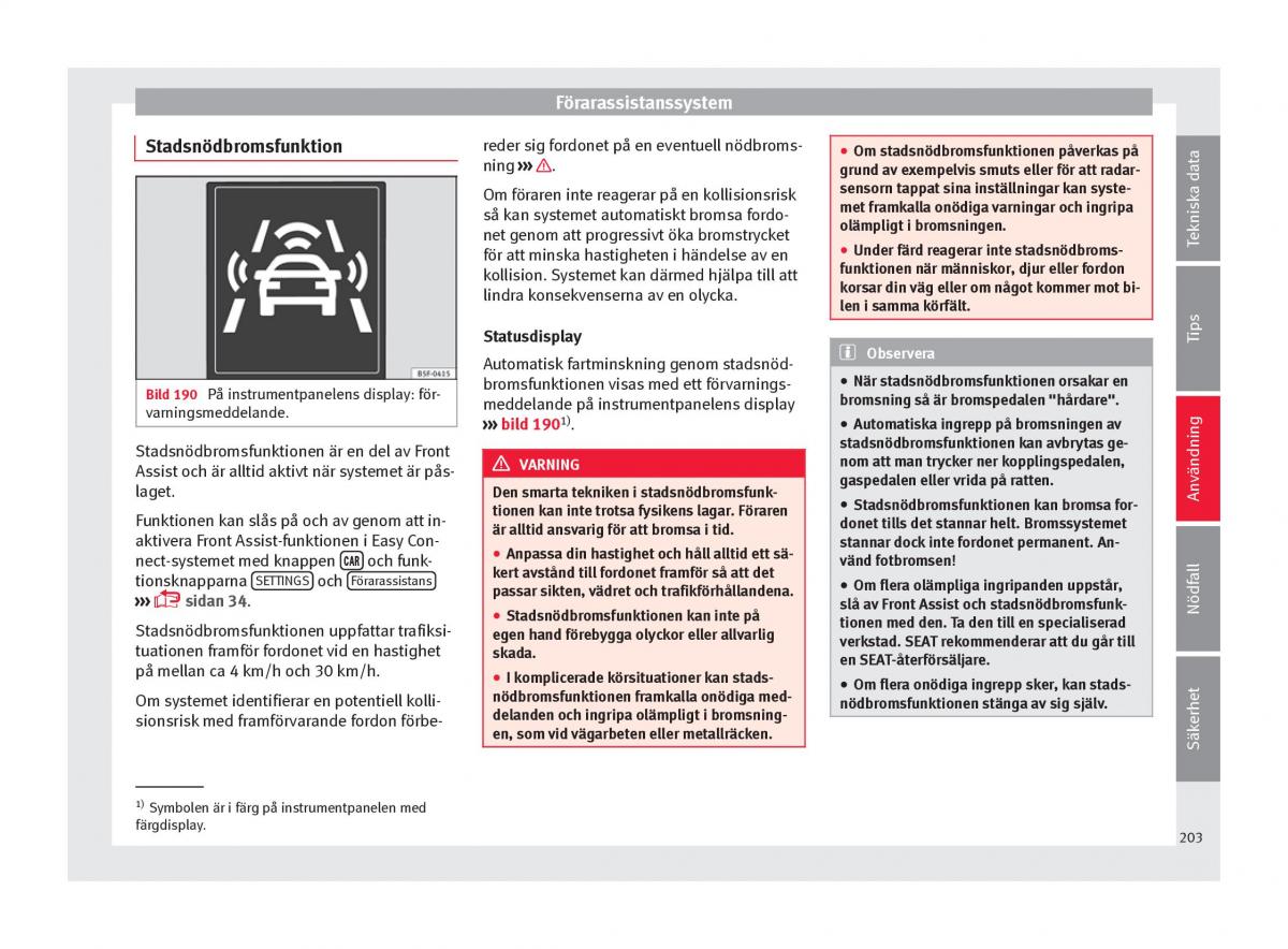 Seat Arona instruktionsbok / page 205