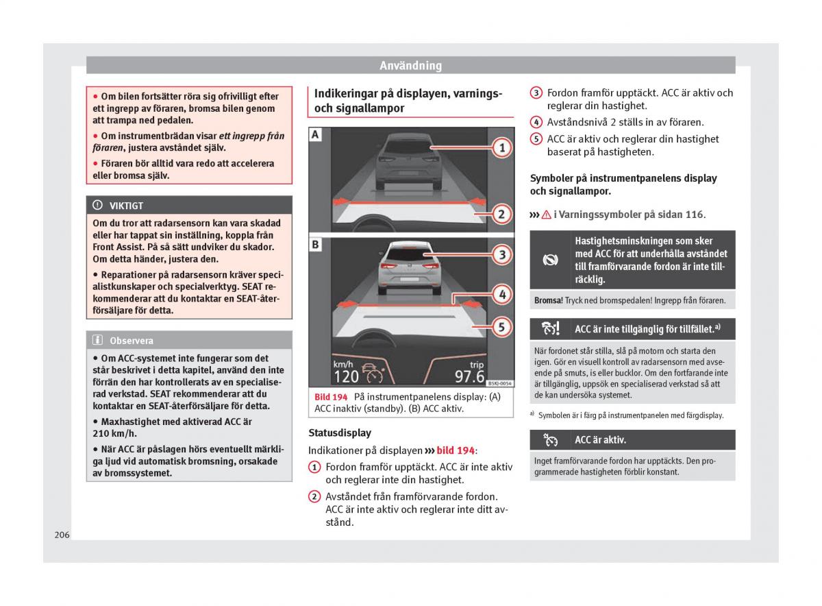 Seat Arona instruktionsbok / page 208