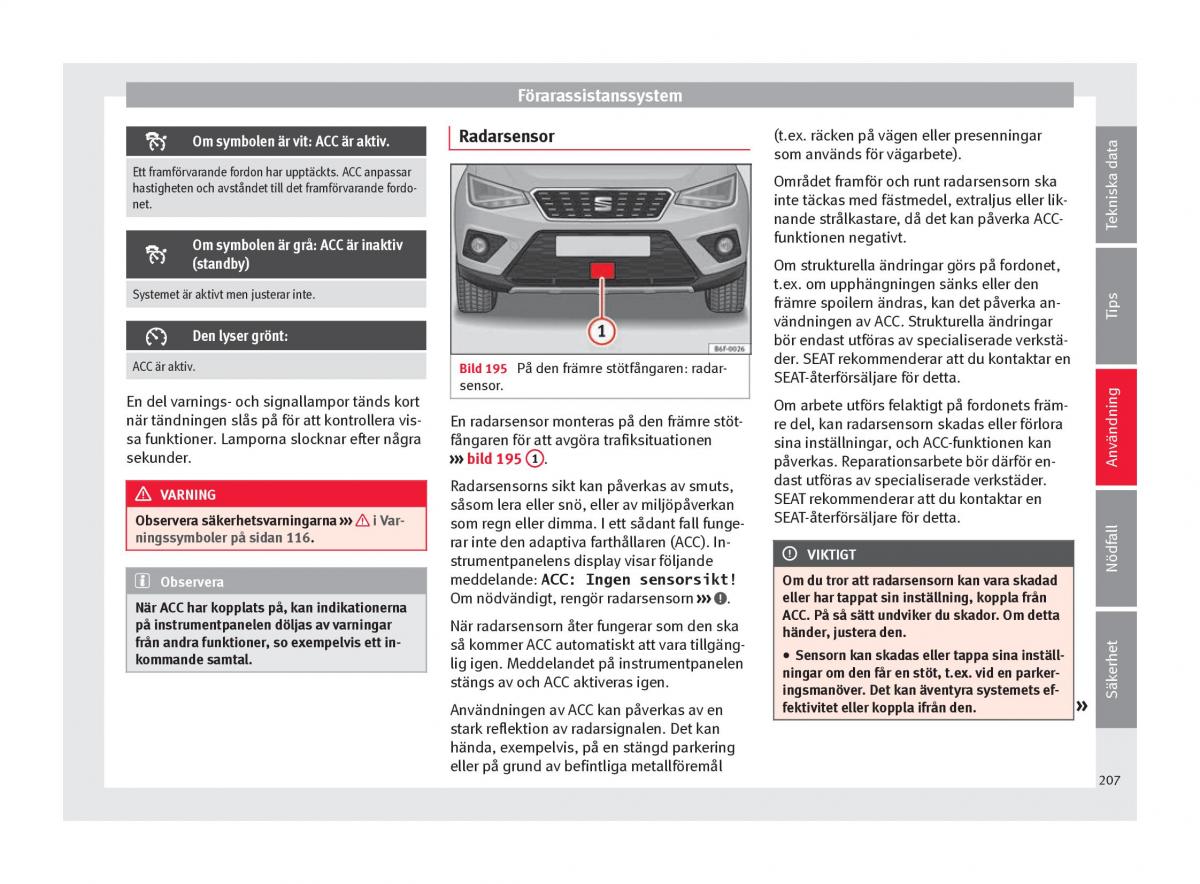 Seat Arona instruktionsbok / page 209