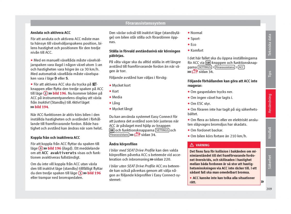 Seat Arona instruktionsbok / page 211