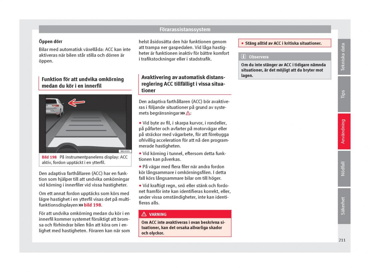 Seat Arona instruktionsbok / page 213