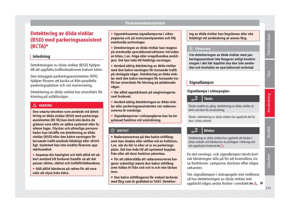 Seat Arona instruktionsbok / page 217