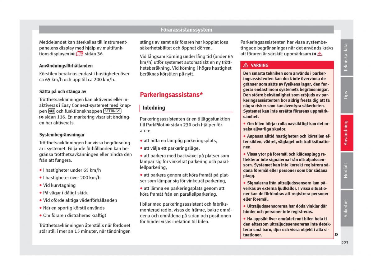 Seat Arona instruktionsbok / page 225