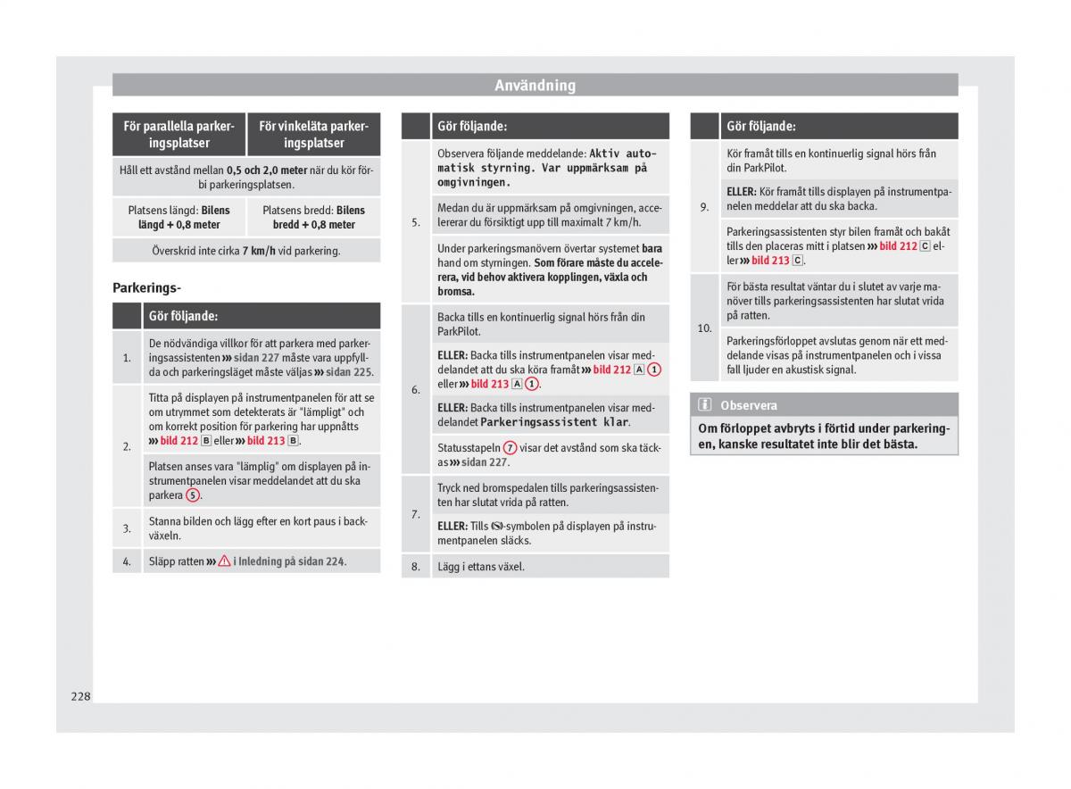 Seat Arona instruktionsbok / page 230