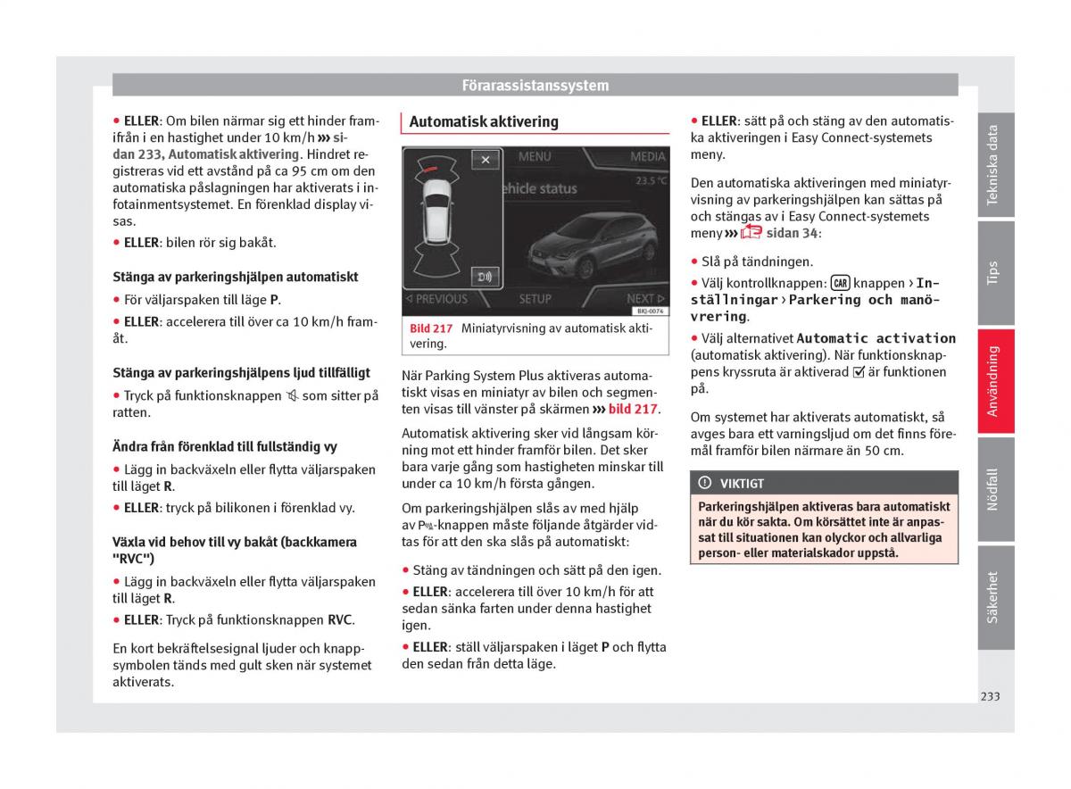 Seat Arona instruktionsbok / page 235