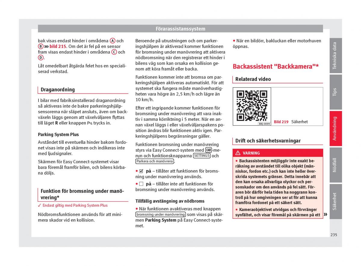 Seat Arona instruktionsbok / page 237