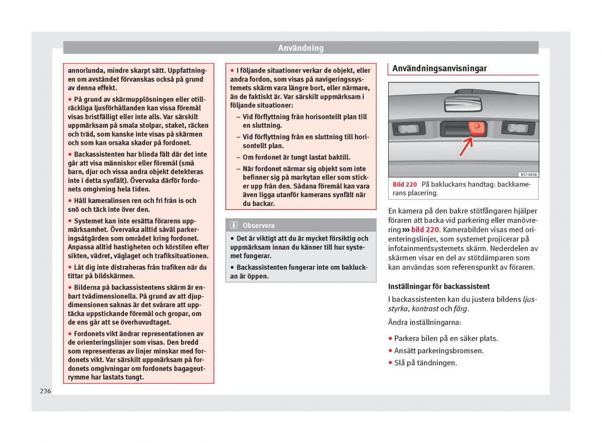 Seat Arona instruktionsbok / page 238