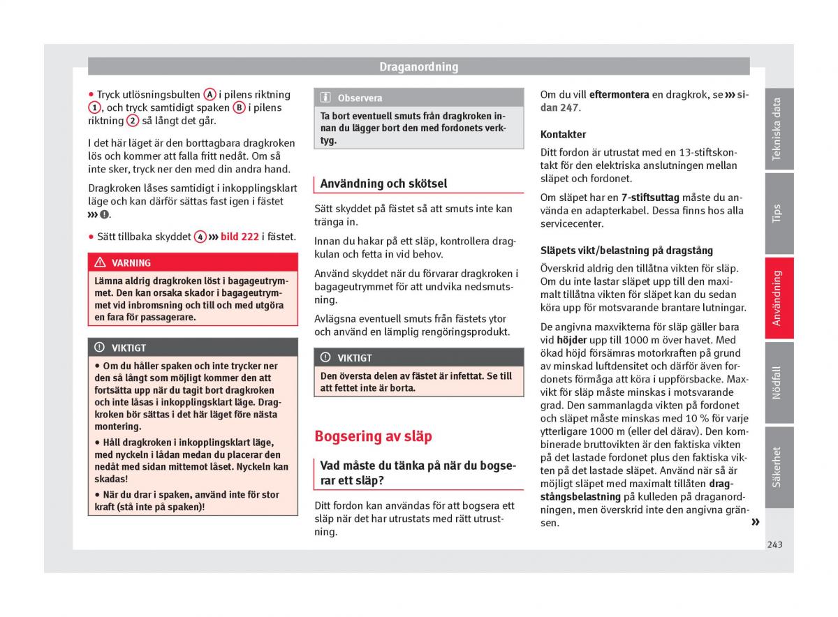 Seat Arona instruktionsbok / page 245