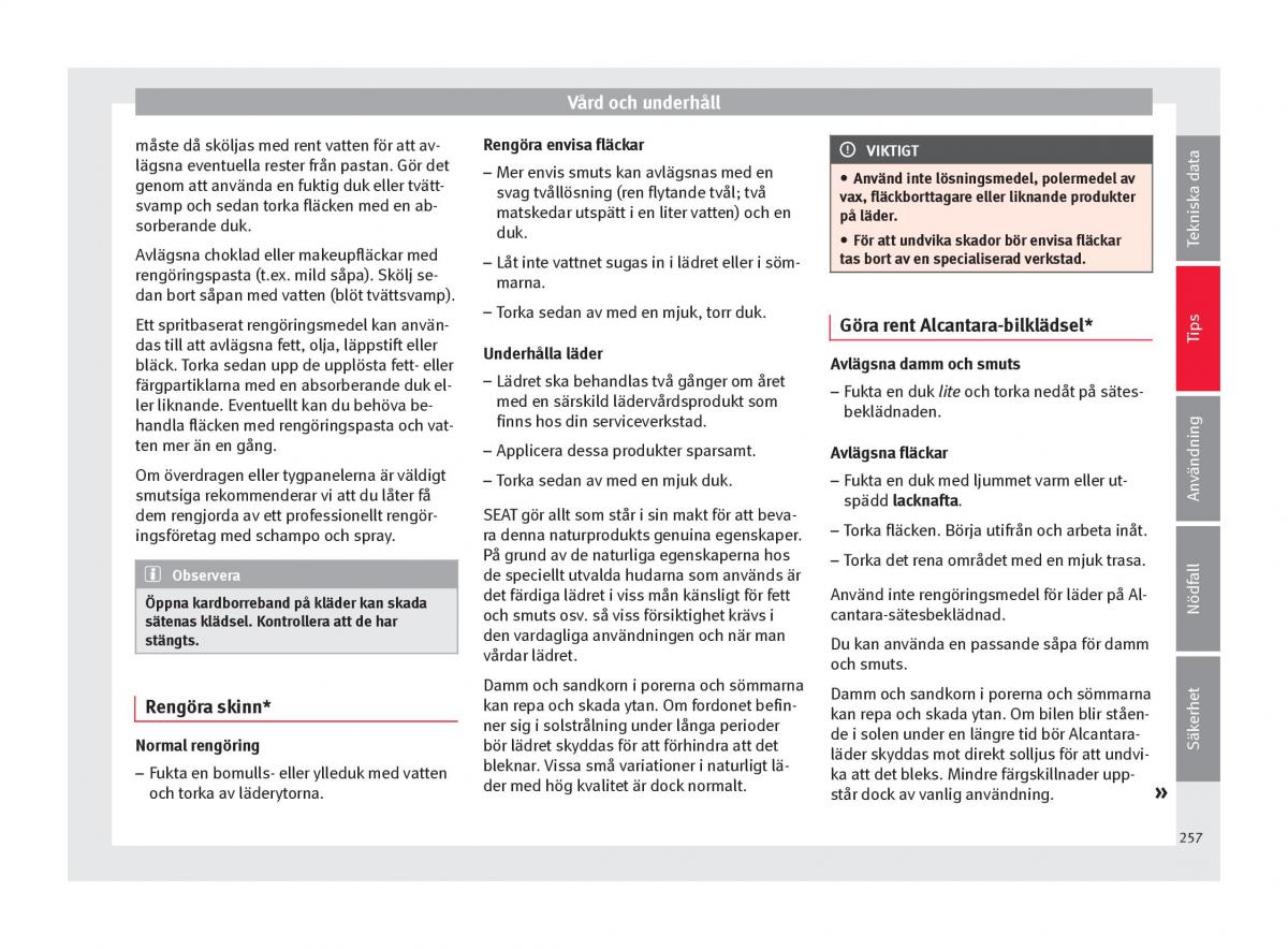 Seat Arona instruktionsbok / page 259