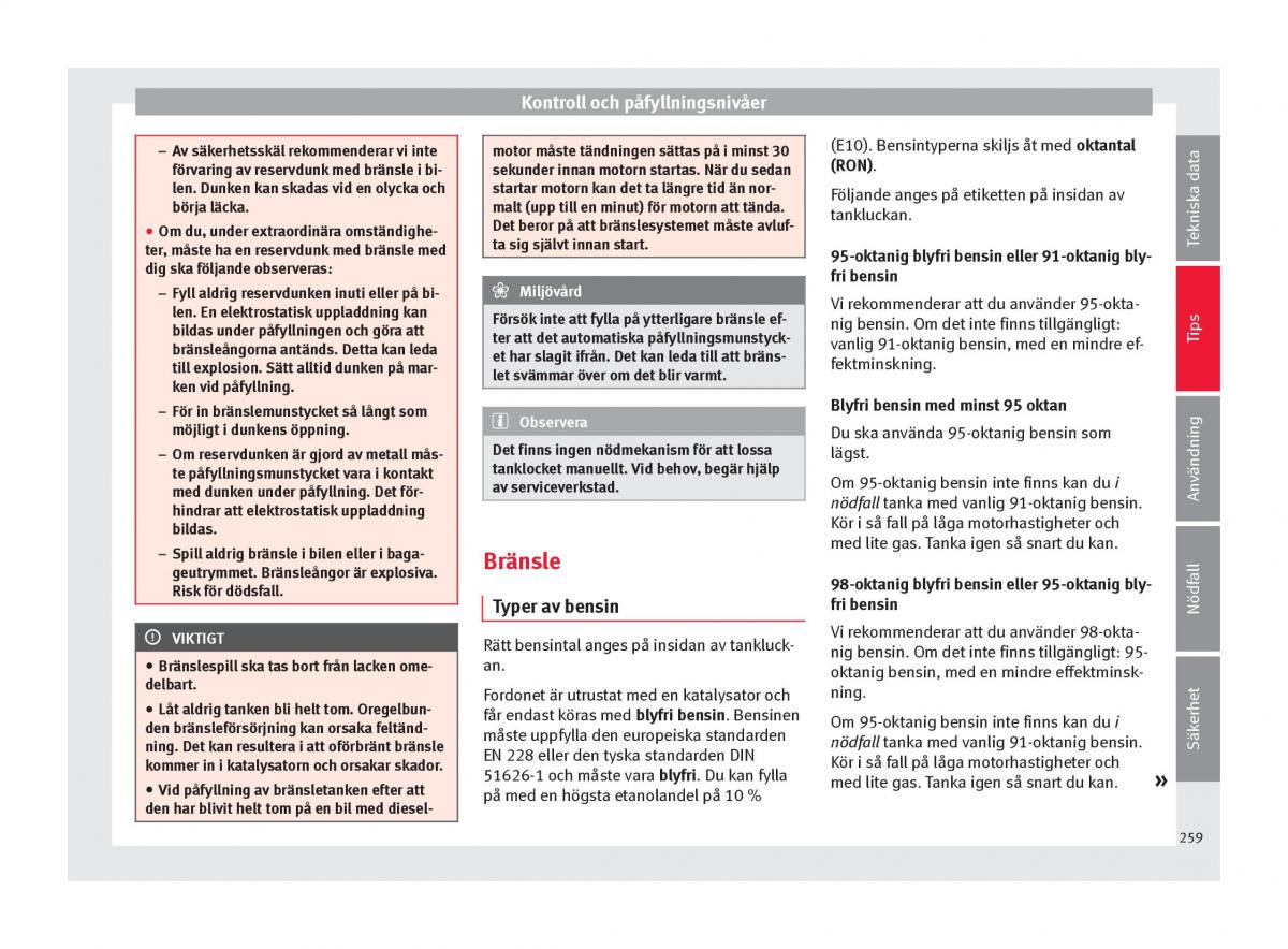 Seat Arona instruktionsbok / page 261