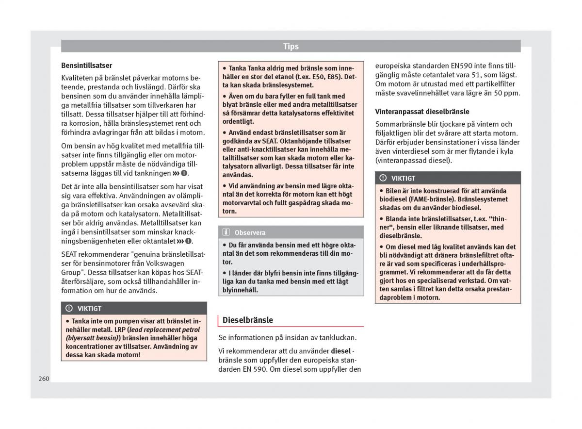 Seat Arona instruktionsbok / page 262