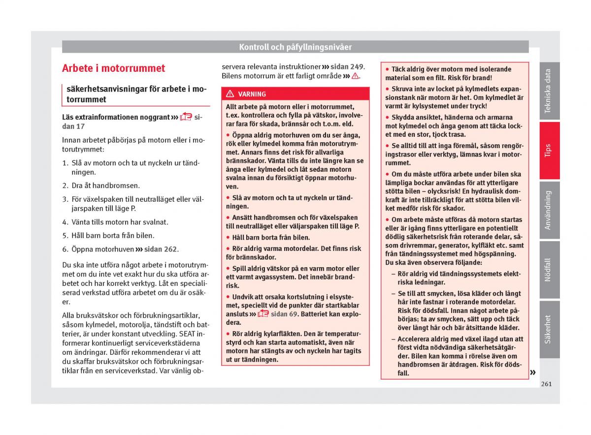 Seat Arona instruktionsbok / page 263