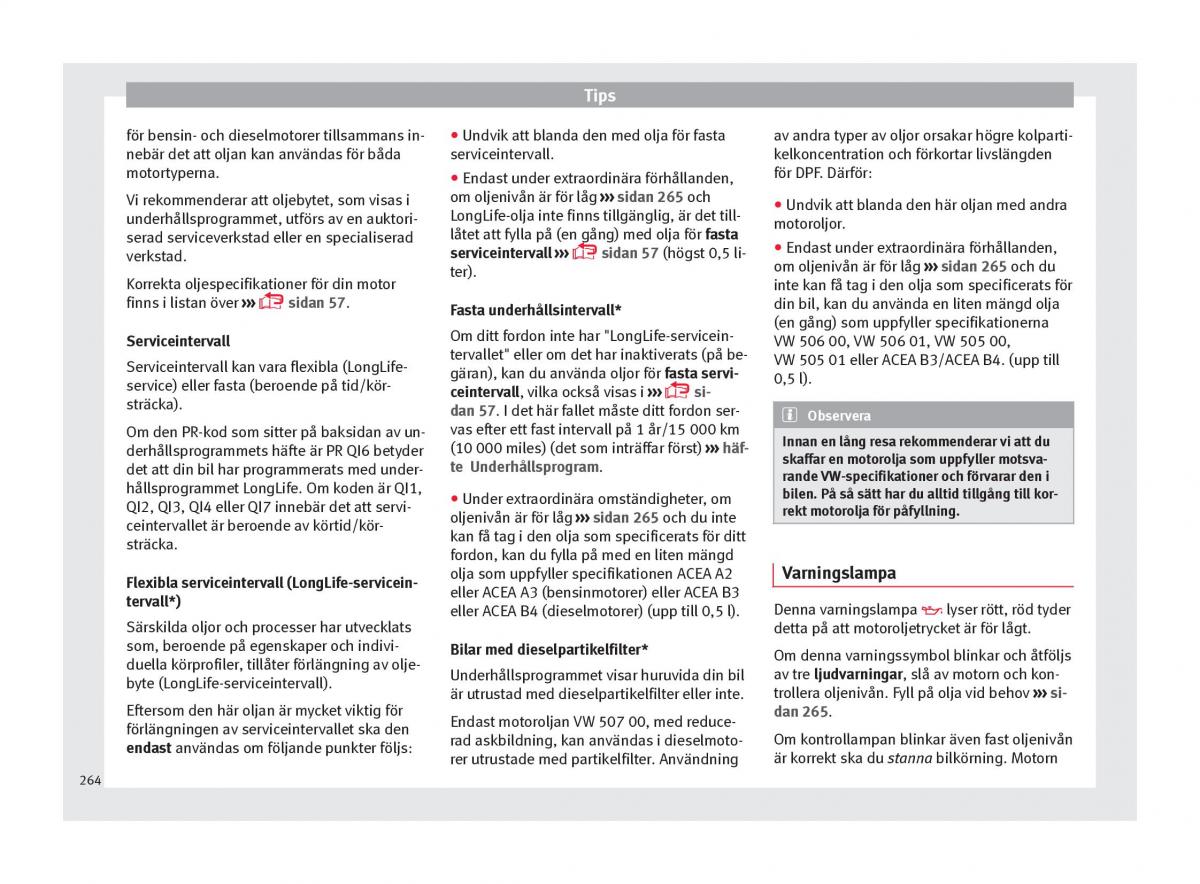 Seat Arona instruktionsbok / page 266