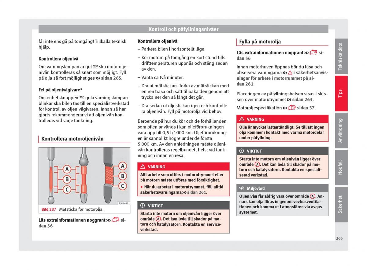 Seat Arona instruktionsbok / page 267