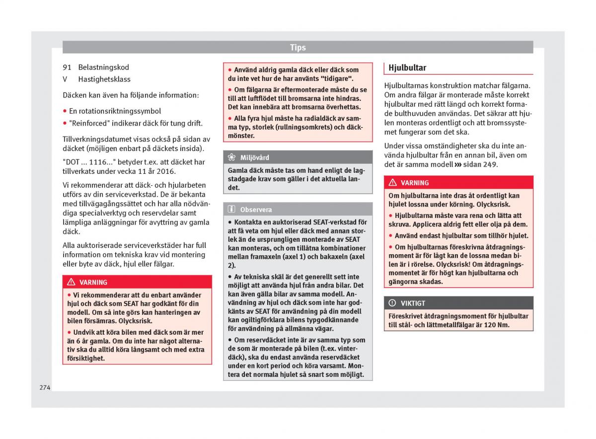 Seat Arona instruktionsbok / page 276