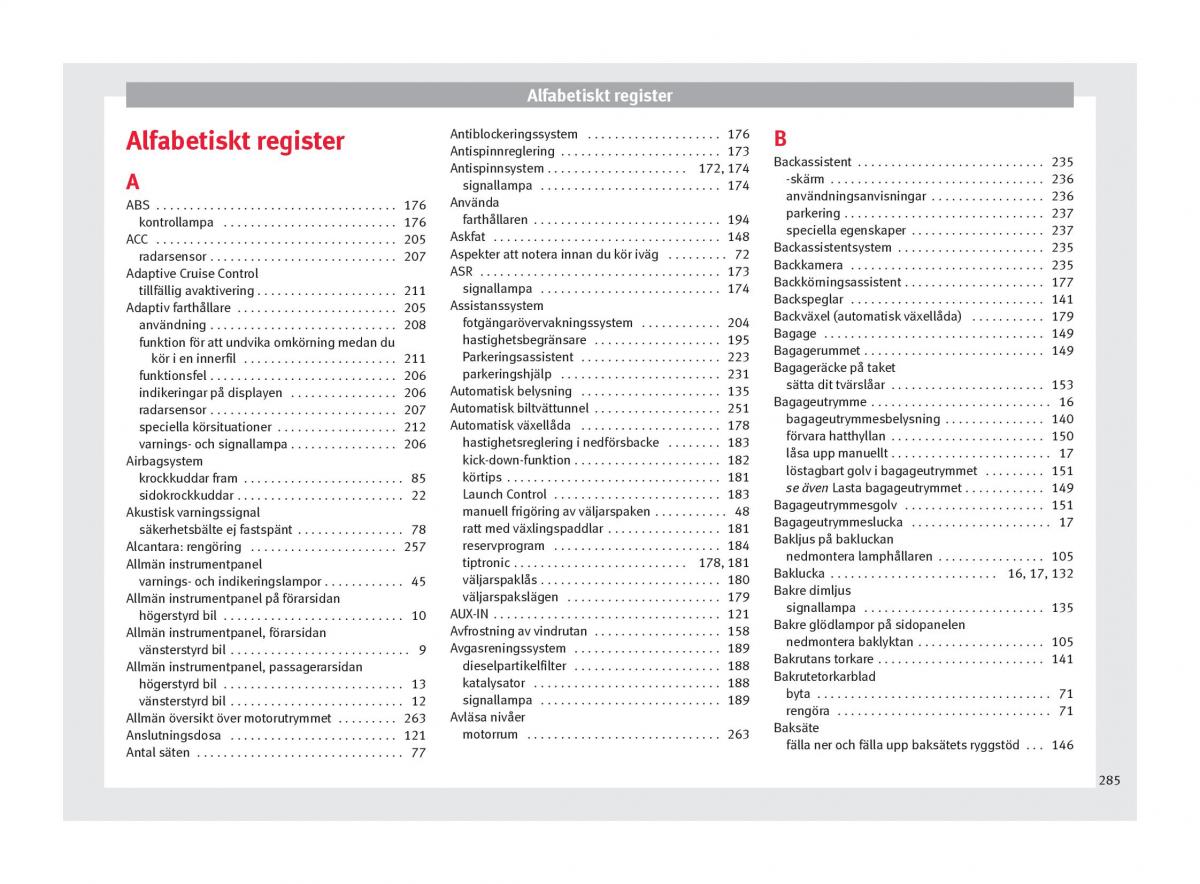 Seat Arona instruktionsbok / page 287