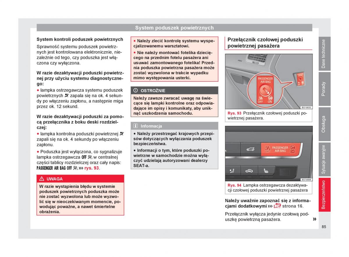 Seat Ateca instrukcja obslugi / page 87