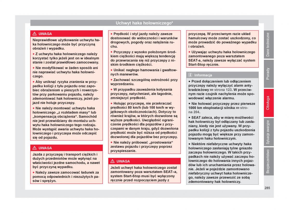 Seat Ateca instrukcja obslugi / page 287