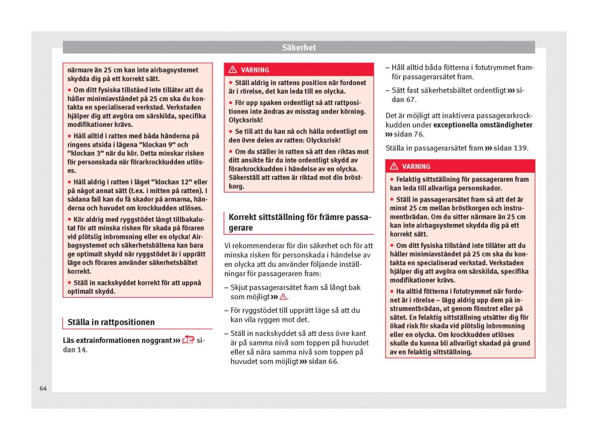 Seat Ateca instruktionsbok / page 66