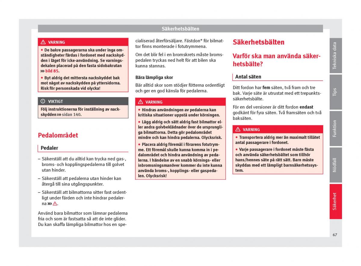 Seat Ateca instruktionsbok / page 69