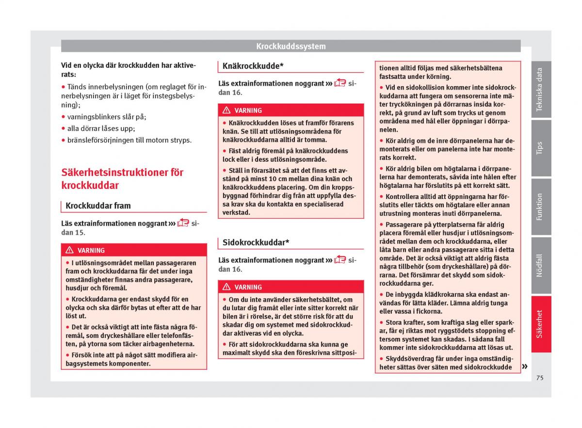 Seat Ateca instruktionsbok / page 77