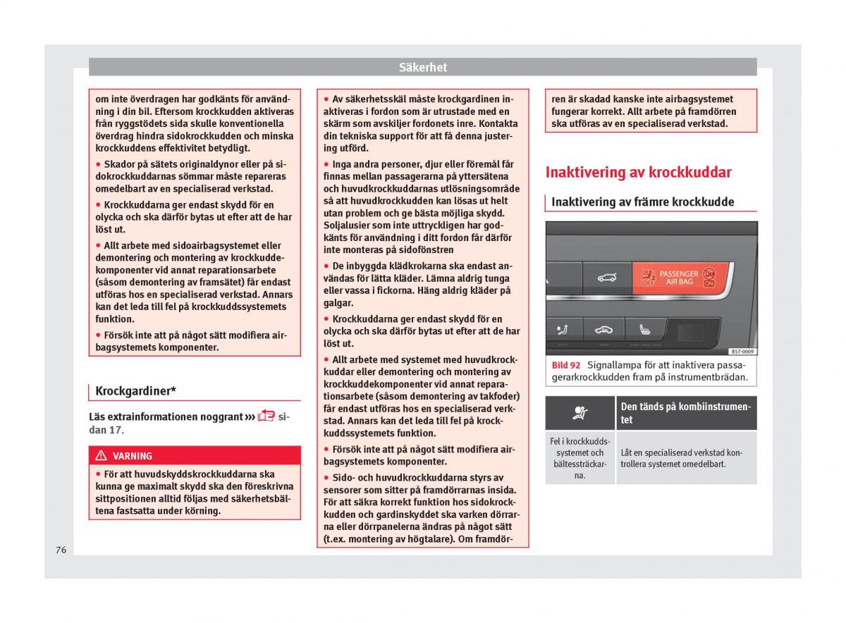 Seat Ateca instruktionsbok / page 78