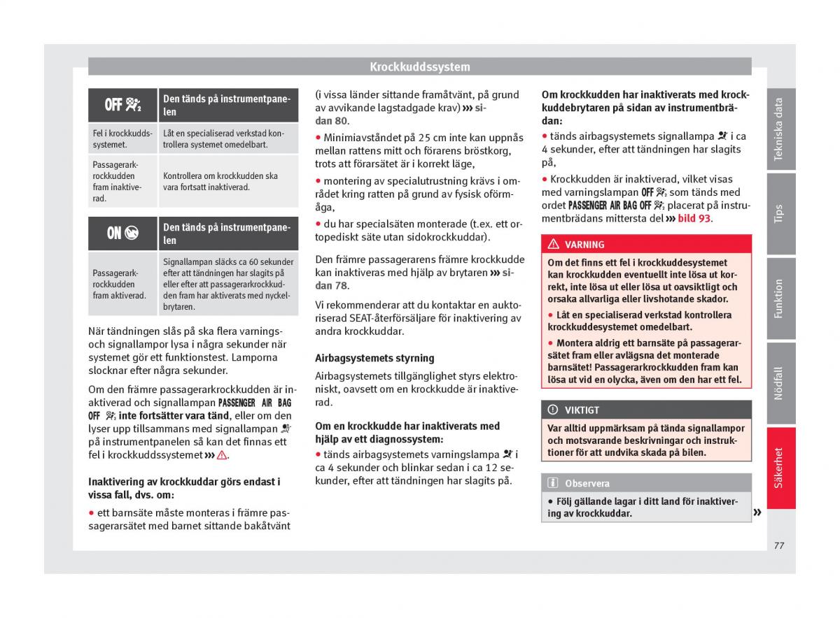 Seat Ateca instruktionsbok / page 79