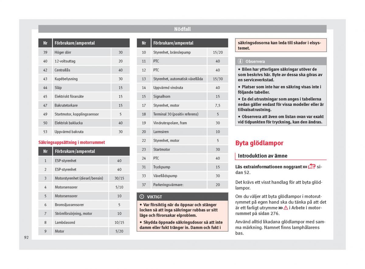 Seat Ateca instruktionsbok / page 94