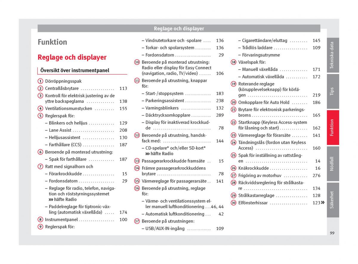 Seat Ateca instruktionsbok / page 101