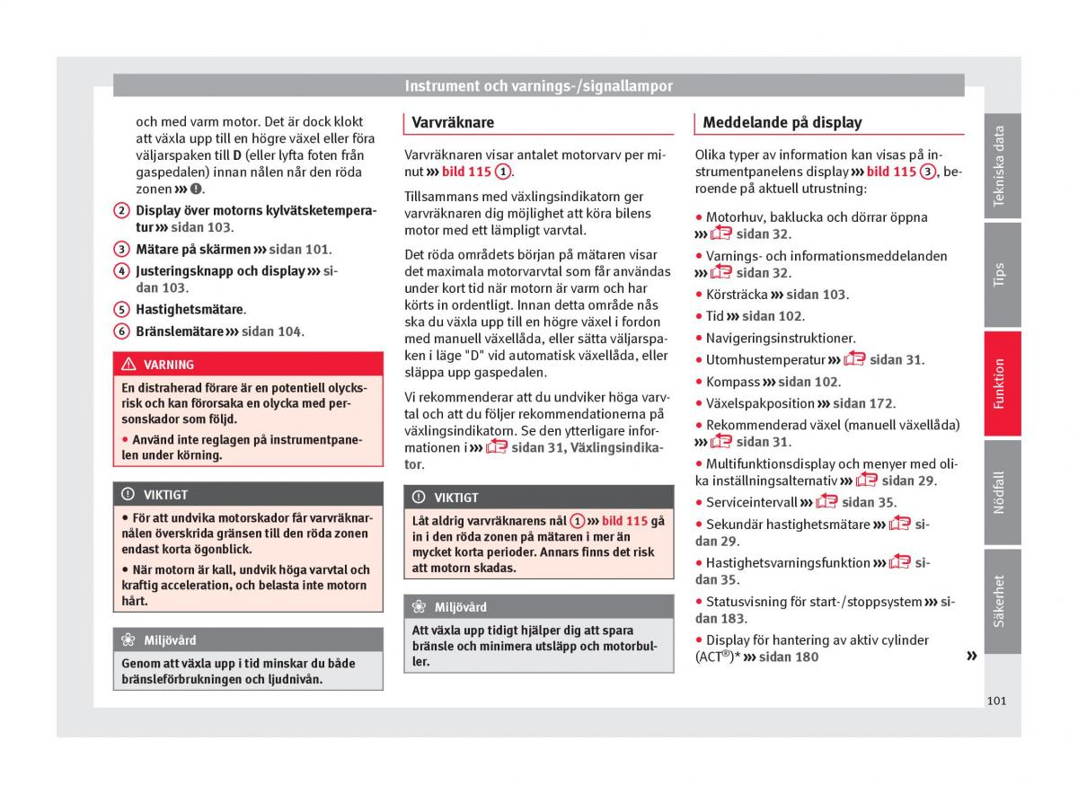 Seat Ateca instruktionsbok / page 103