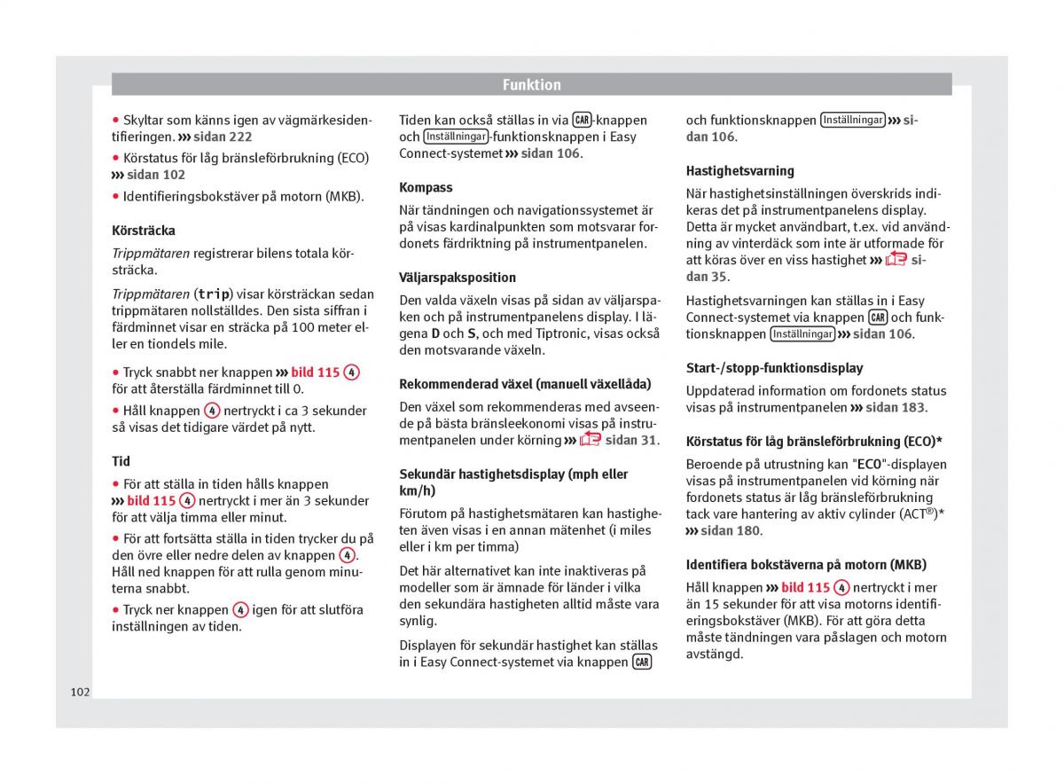 Seat Ateca instruktionsbok / page 104