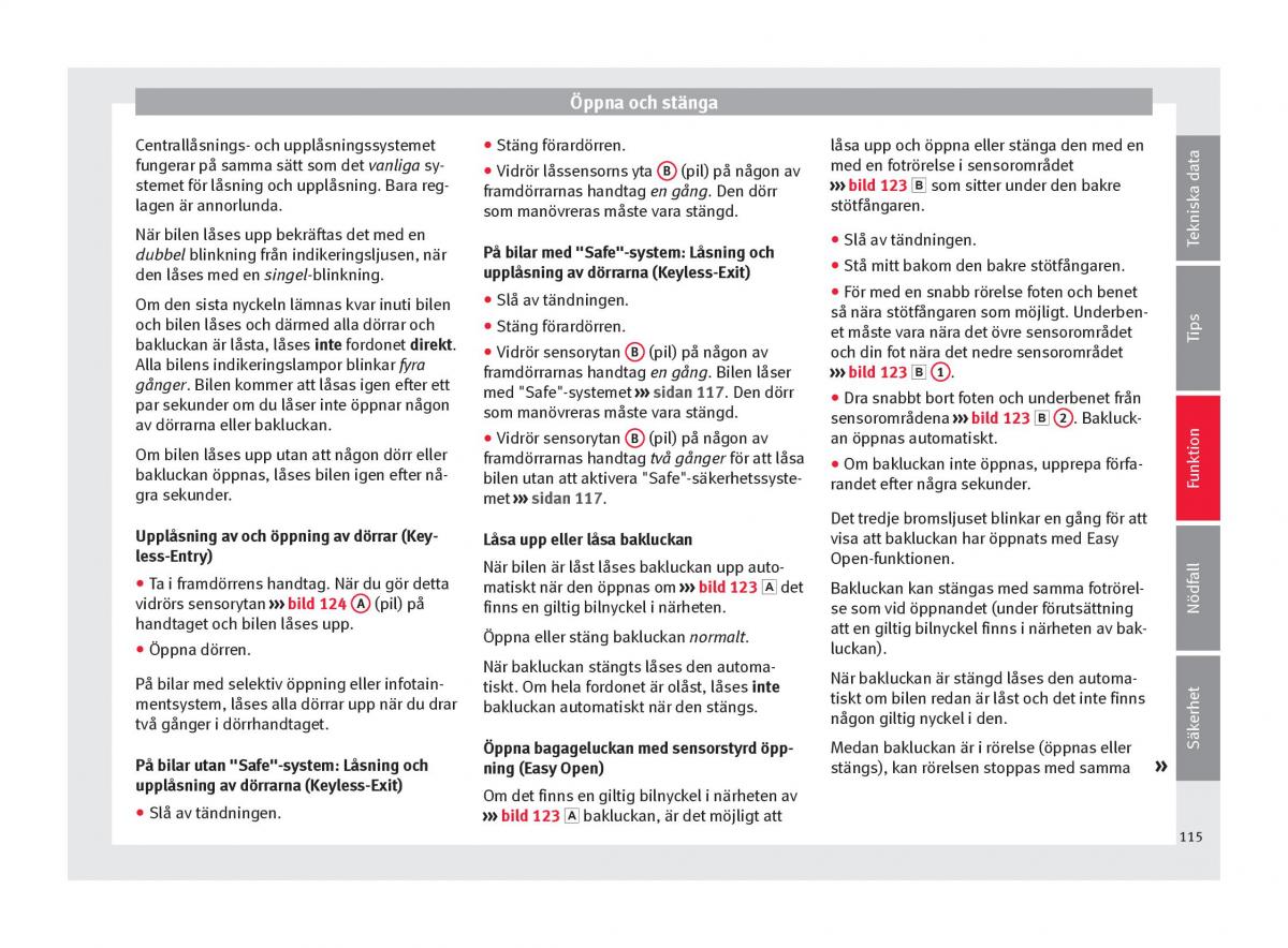 Seat Ateca instruktionsbok / page 117