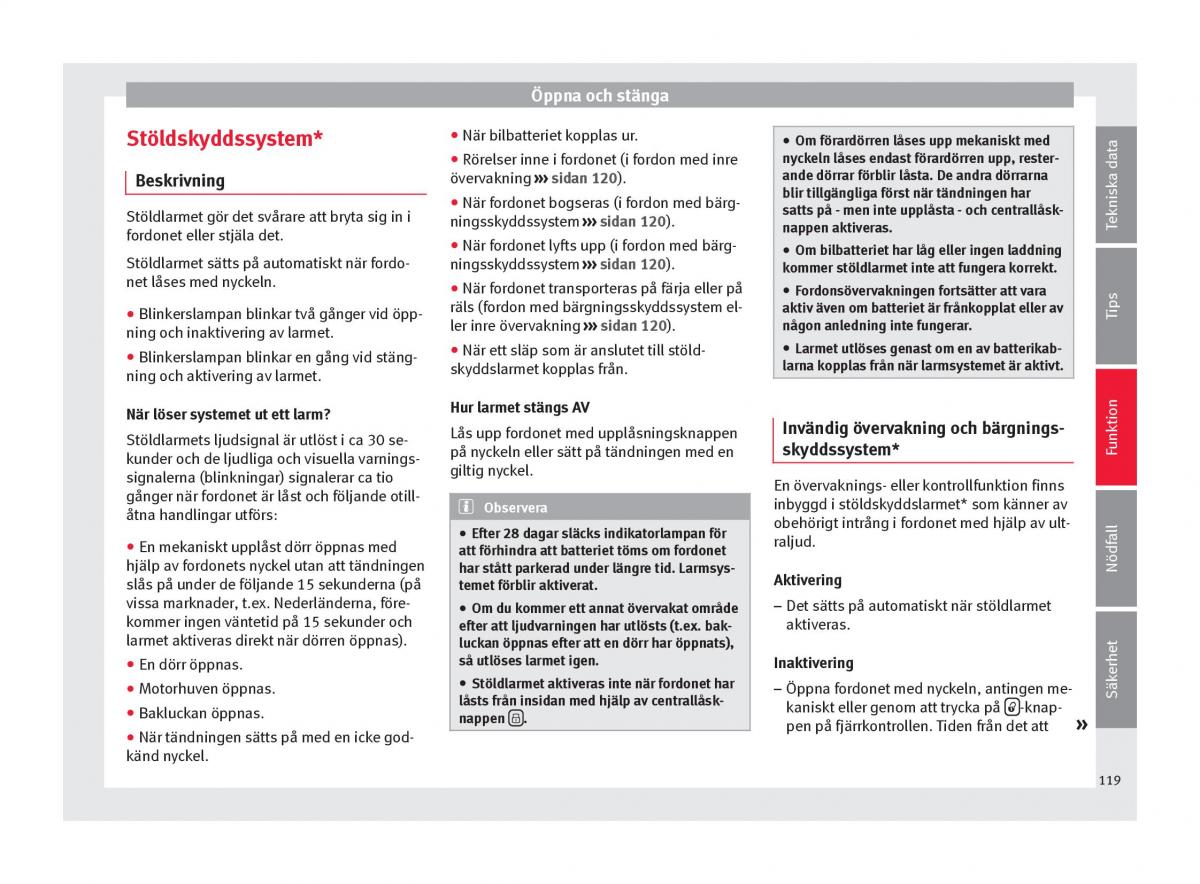 Seat Ateca instruktionsbok / page 121