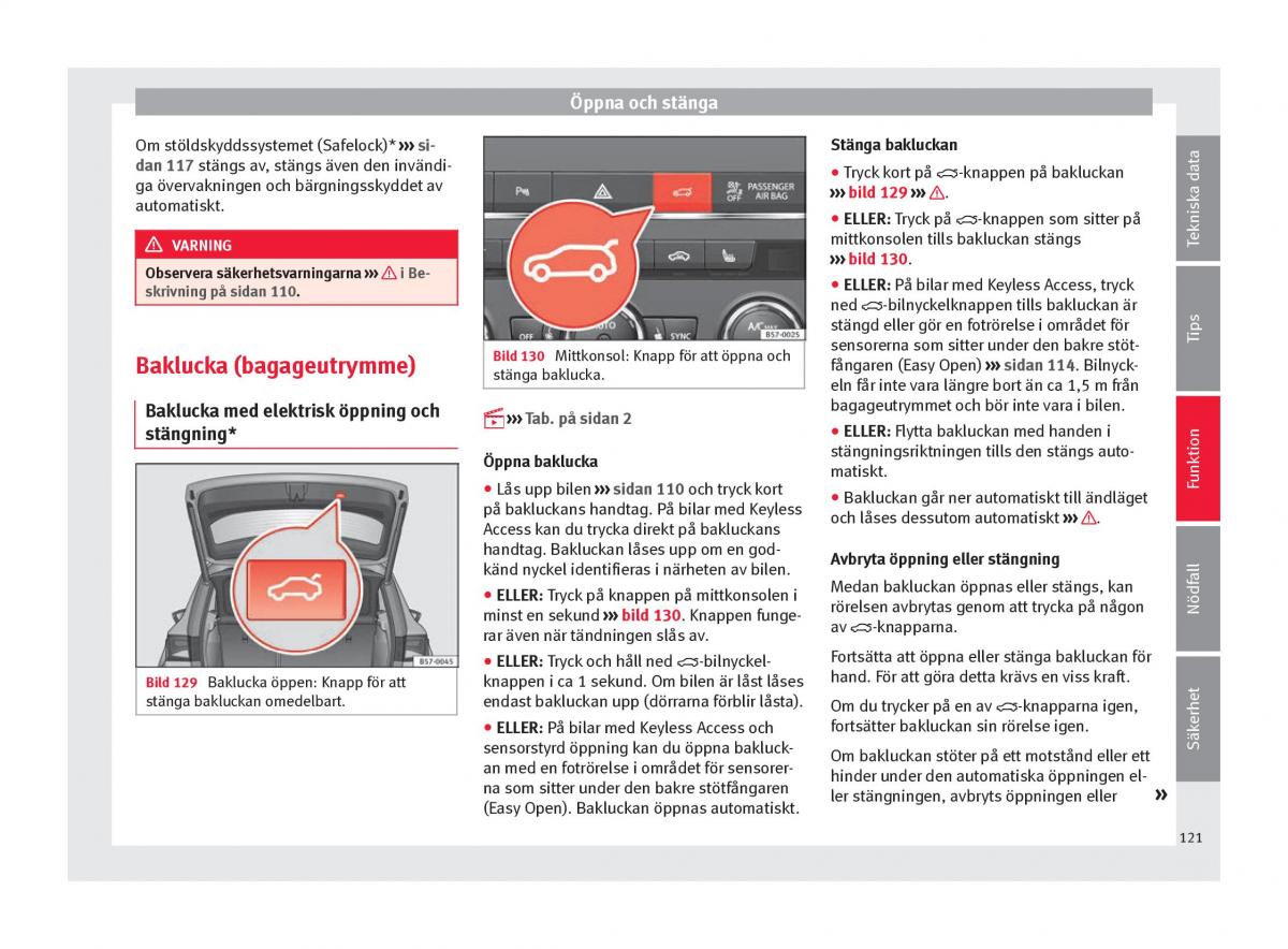 Seat Ateca instruktionsbok / page 123