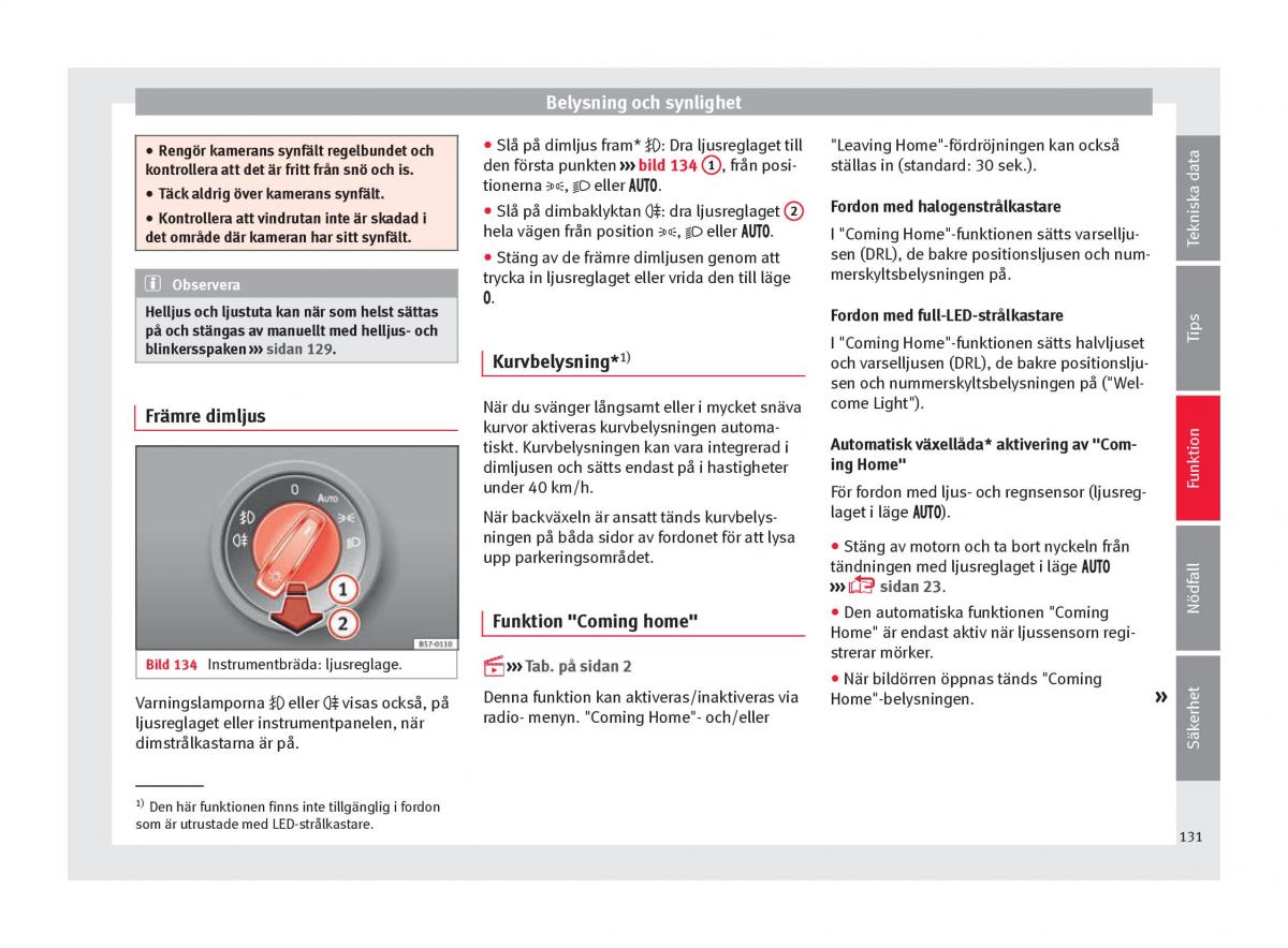 Seat Ateca instruktionsbok / page 133