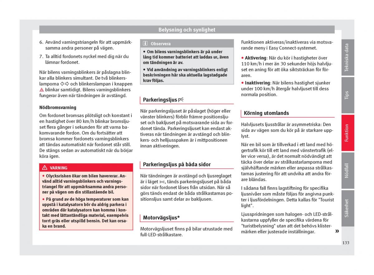 Seat Ateca instruktionsbok / page 135