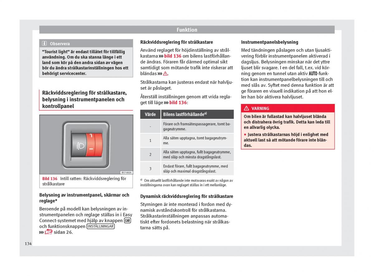 Seat Ateca instruktionsbok / page 136