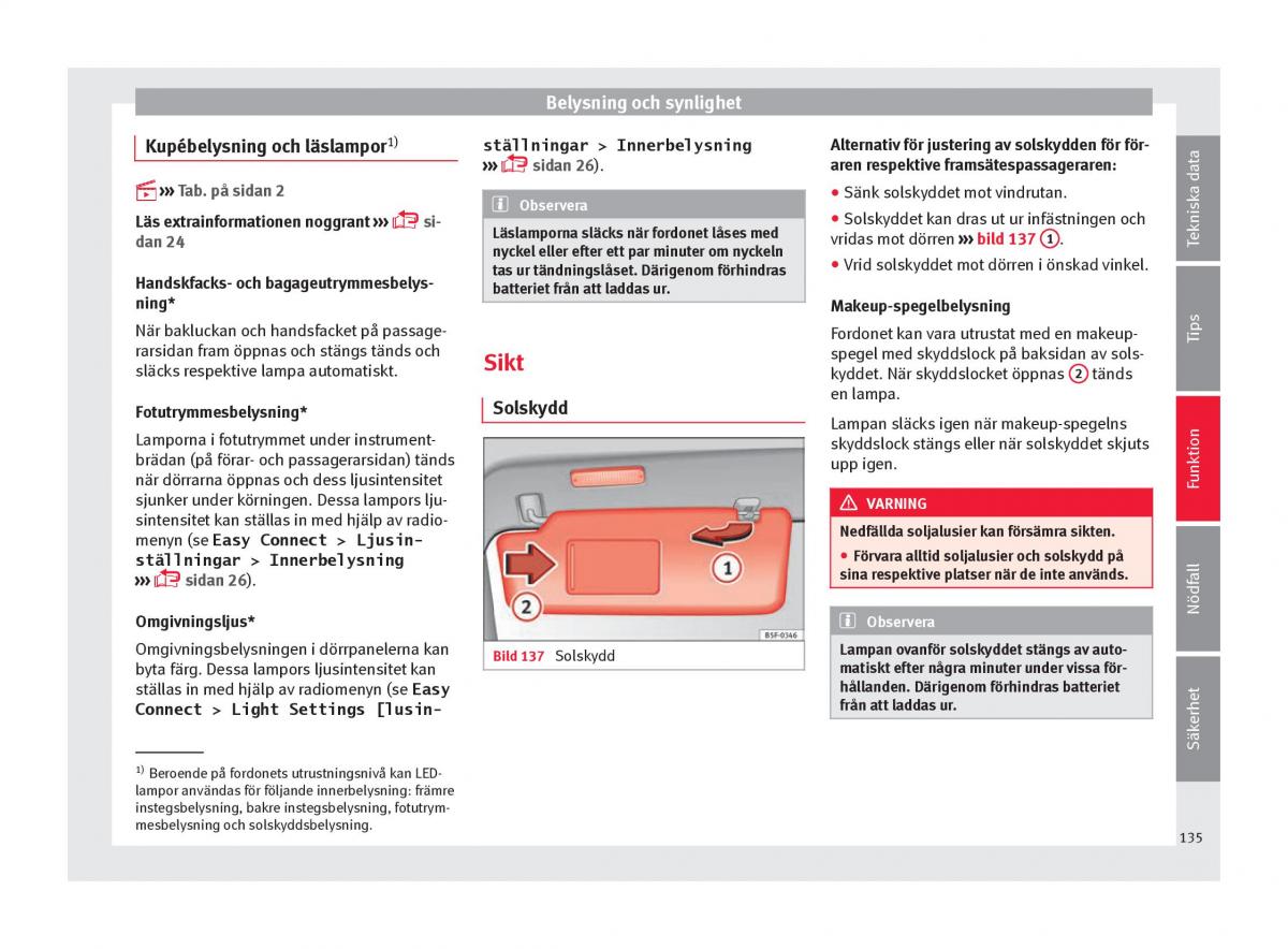 Seat Ateca instruktionsbok / page 137