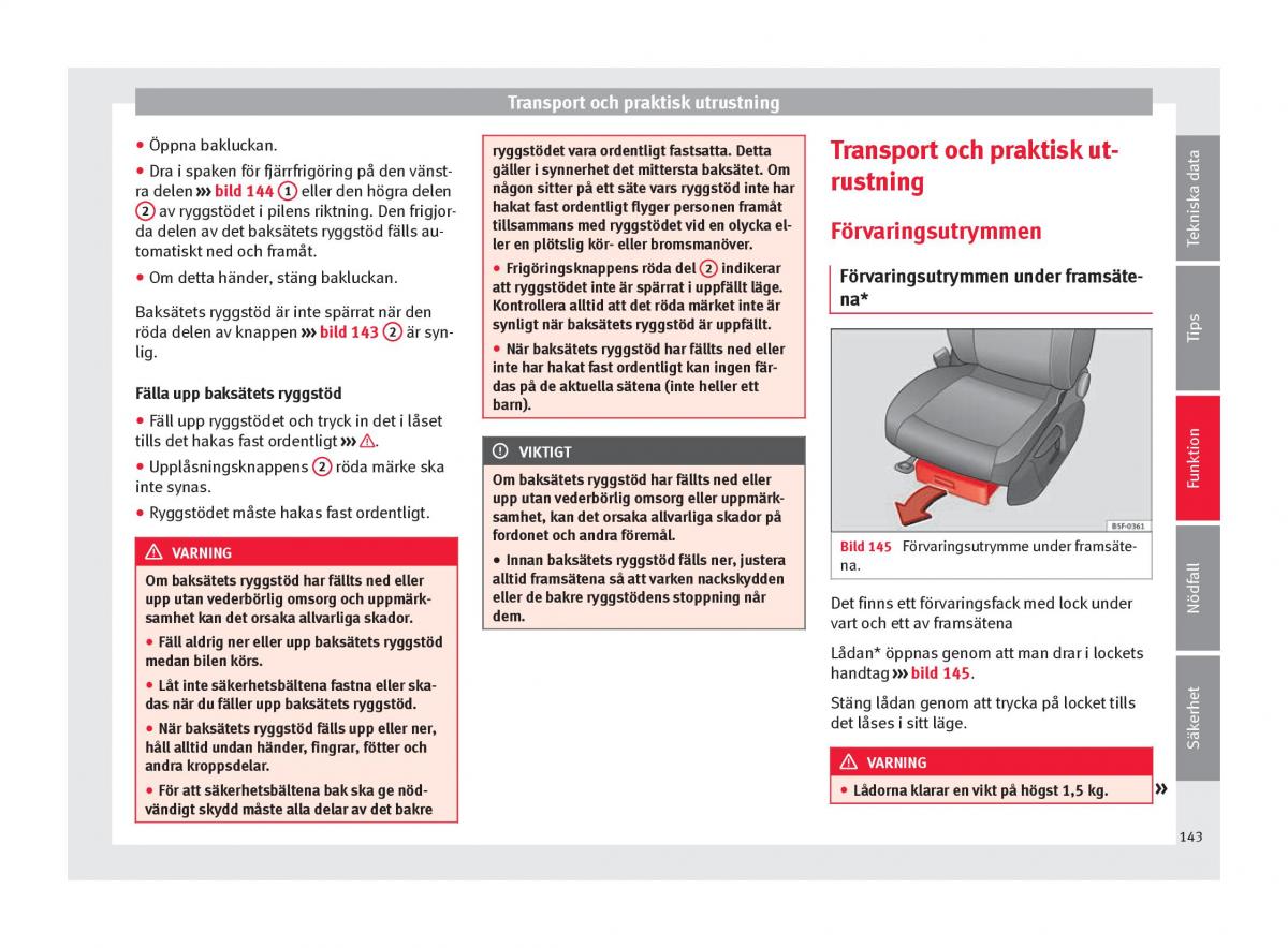 Seat Ateca instruktionsbok / page 145