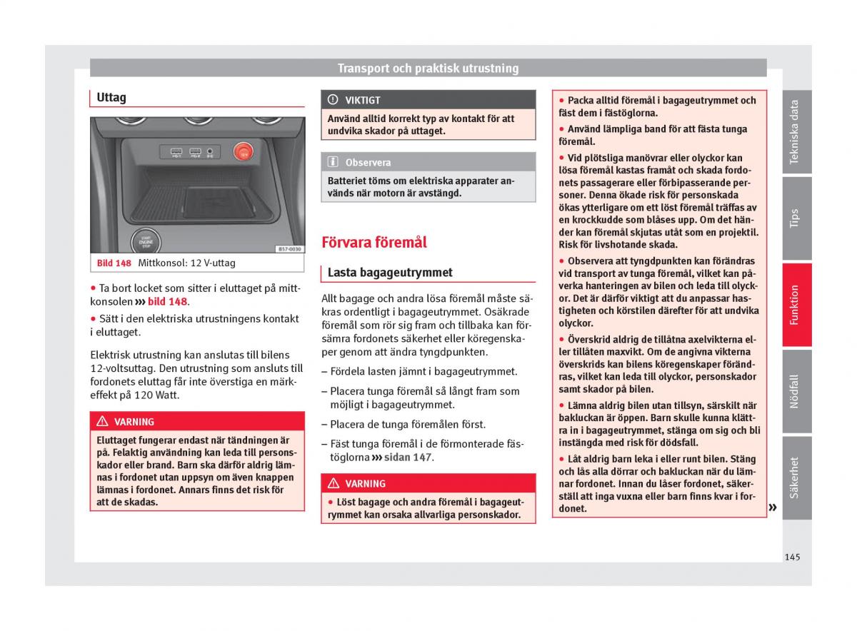 Seat Ateca instruktionsbok / page 147