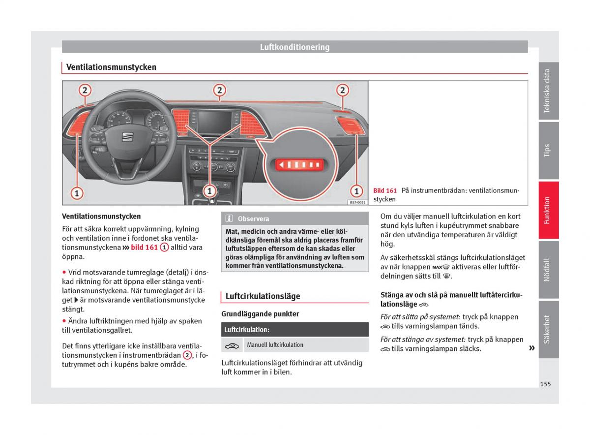 Seat Ateca instruktionsbok / page 157