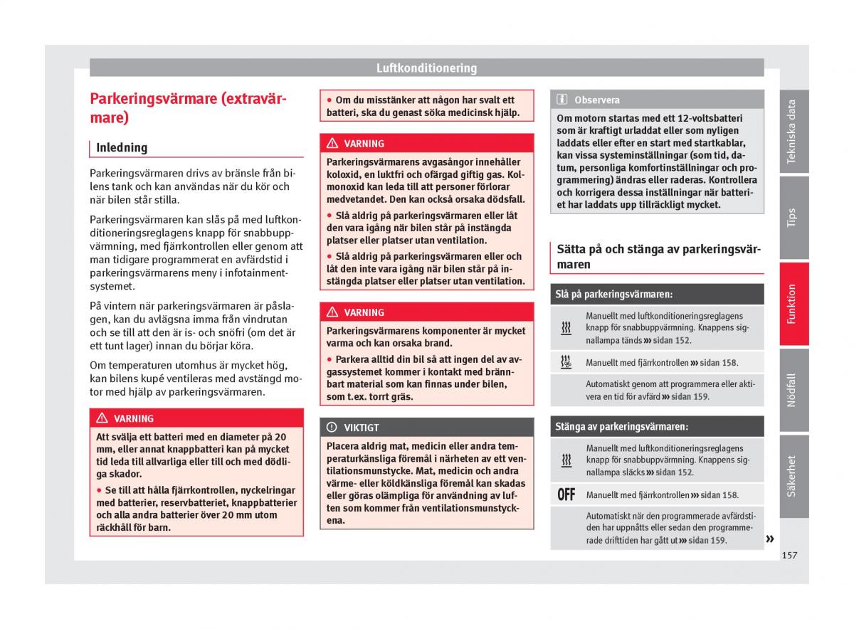 Seat Ateca instruktionsbok / page 159